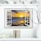 Designart - Open Window to Bright Yellow Sunset - Modern Seascape Canvas Artwork